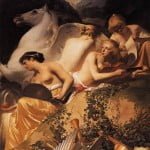 Four Muses and Pegasus on Parnassus
